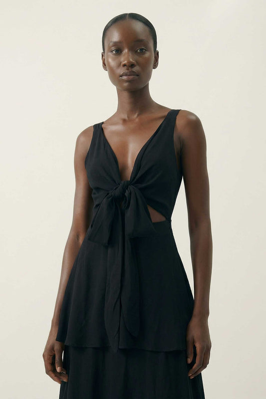 Sia black convertible tiered dress