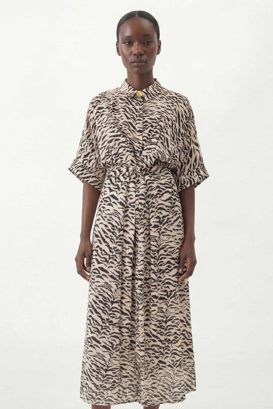 Kaya zebra collared kimono dress