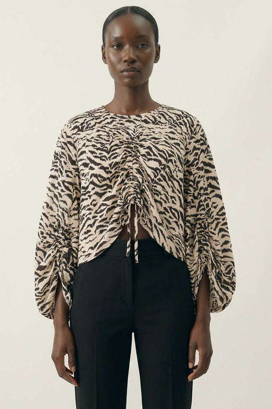 Gaia zebra top with drawstring detail