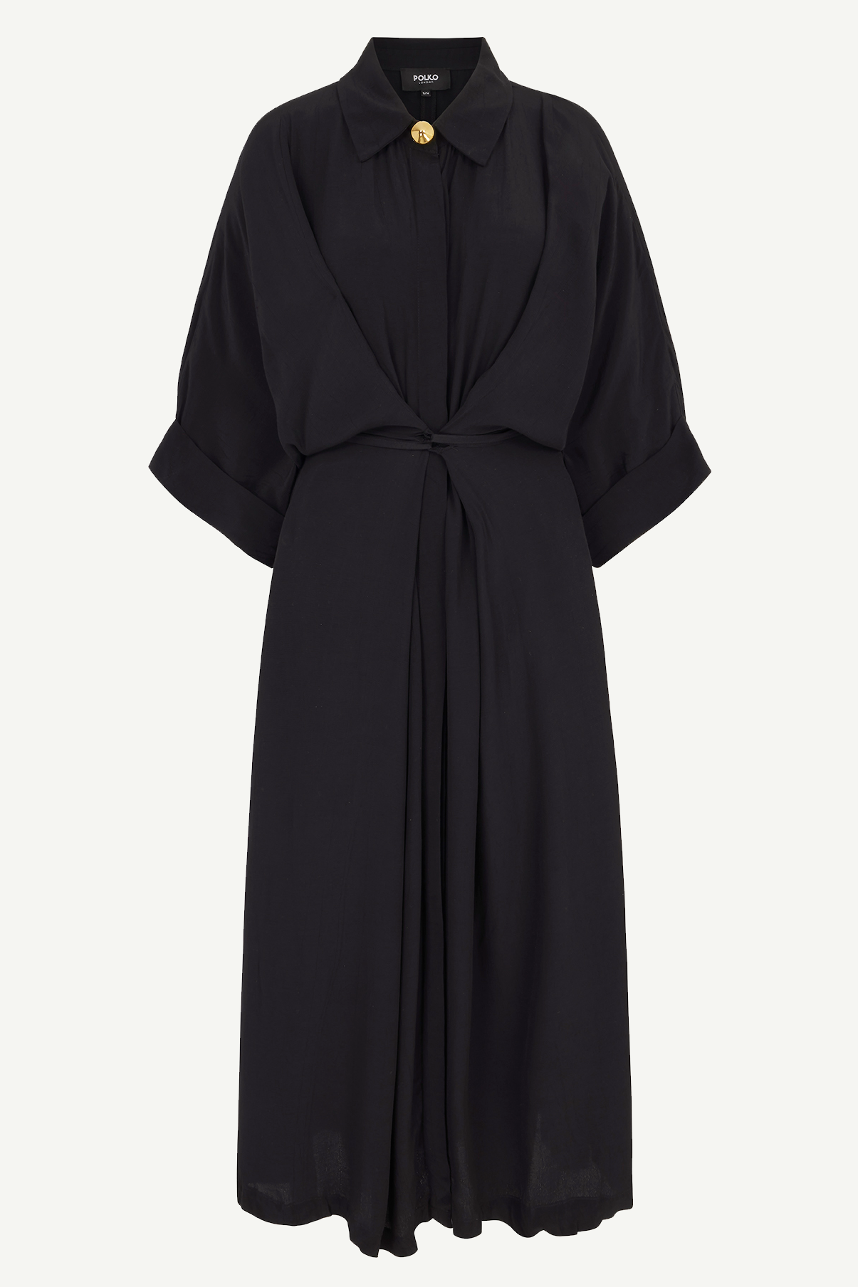 Kaya black collared kimono dress