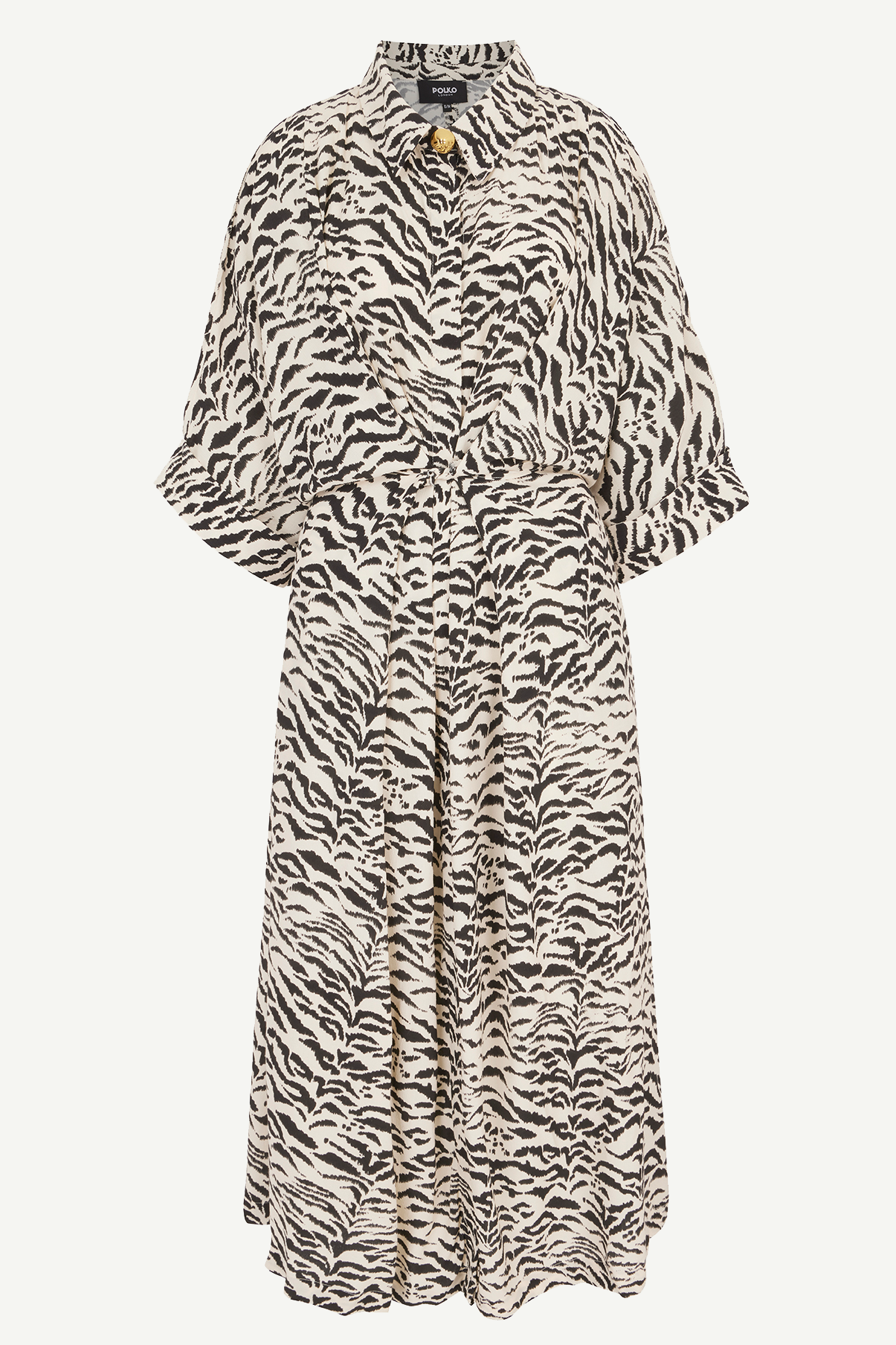 Kaya zebra collared kimono dress
