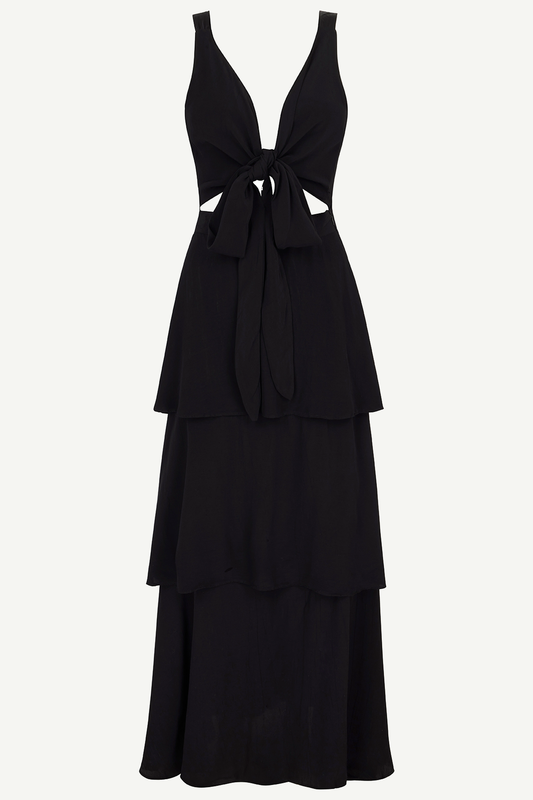 Sia black convertible tiered dress
