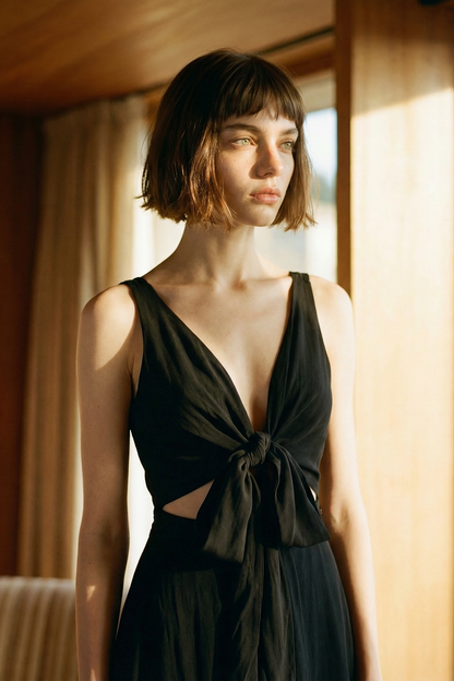 Sia black convertible tiered dress