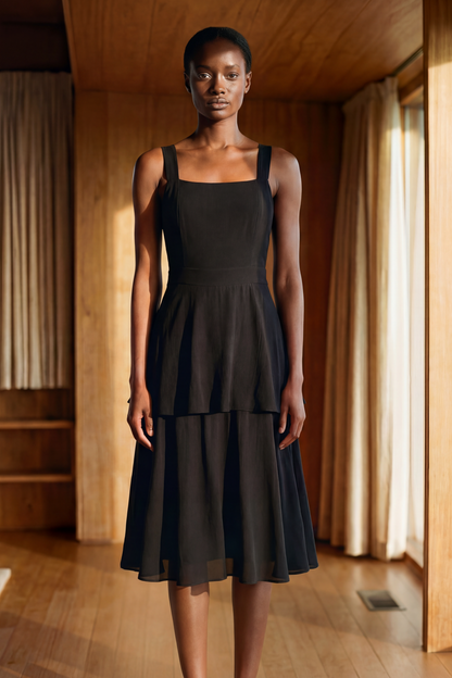 Sia black convertible tiered dress