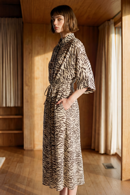 Kaya zebra collared kimono dress