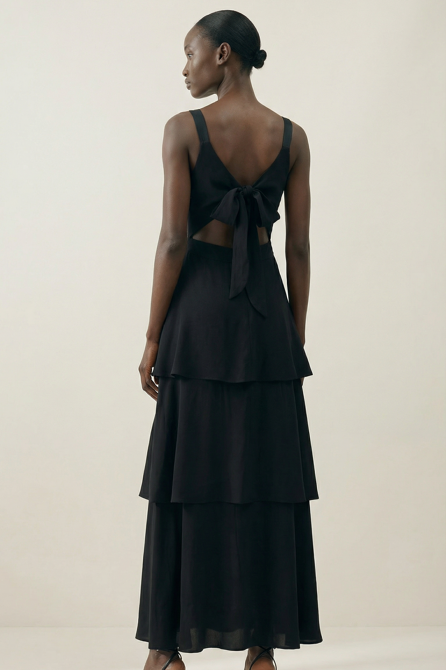 Sia black convertible tiered dress