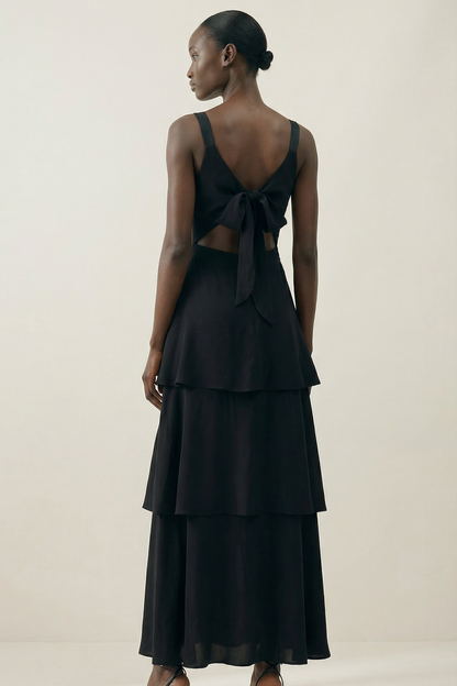 Sia black convertible tiered dress