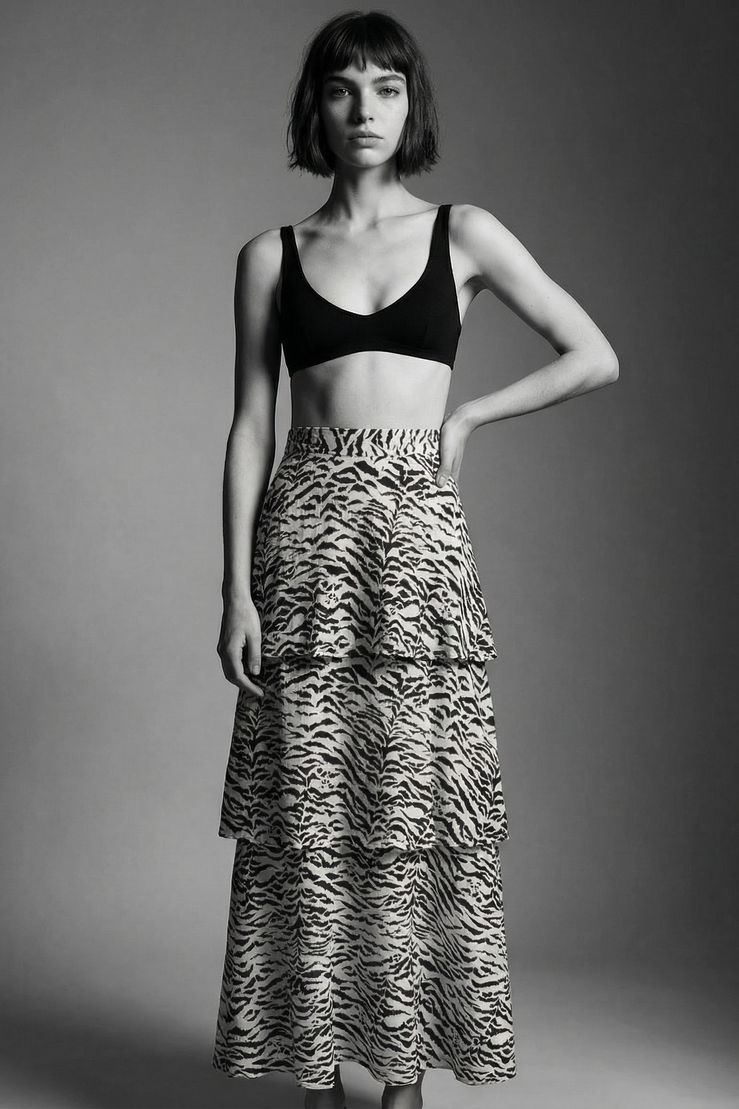 Sia zebra convertible tiered dress