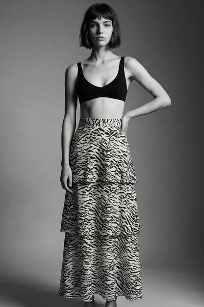 Sia zebra convertible tiered dress