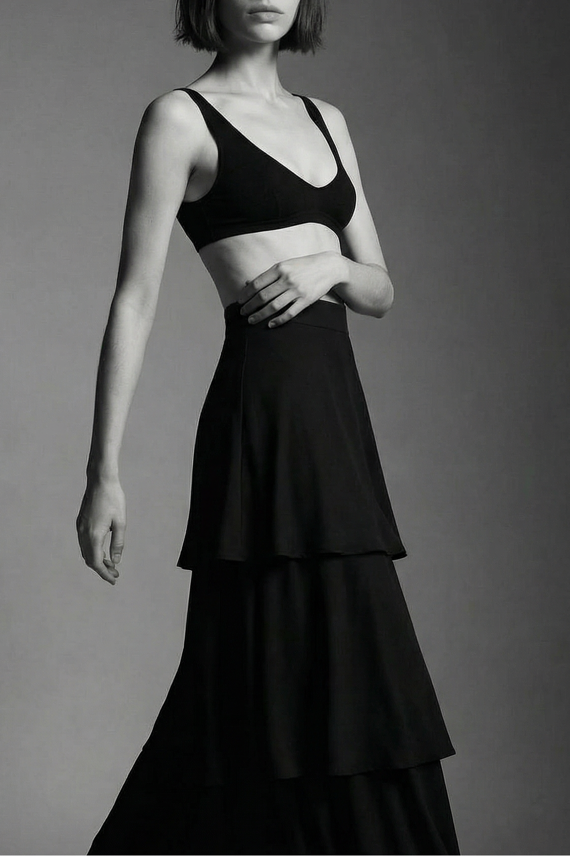 Sia black convertible tiered dress