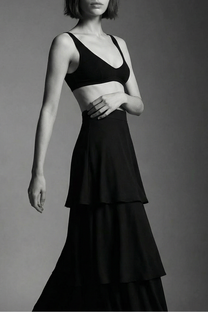 Sia black convertible tiered dress