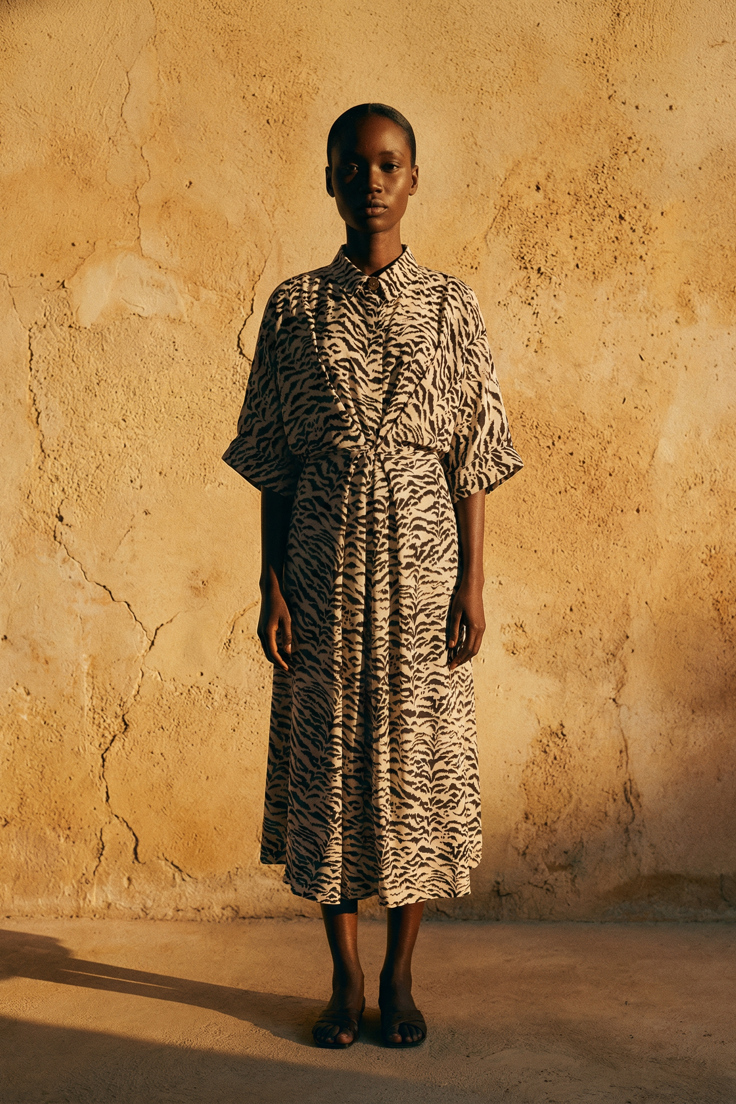 Kaya zebra collared kimono dress