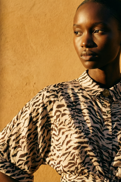 Kaya zebra collared kimono dress