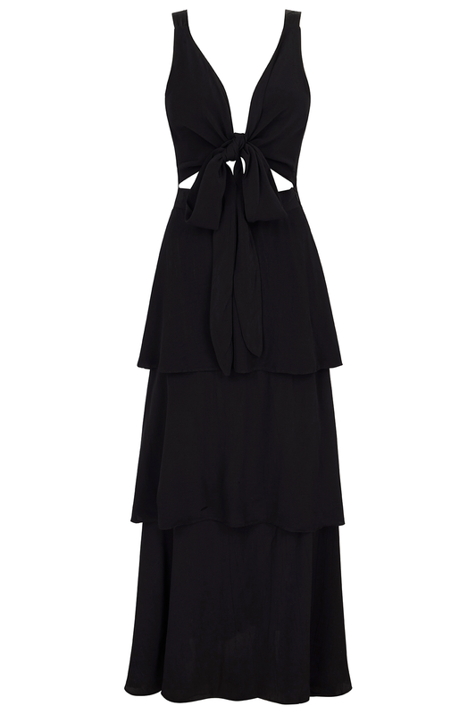 Sia black convertible tiered dress