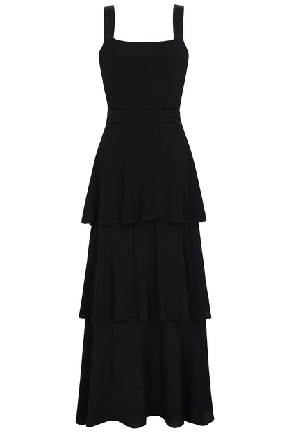 Sia black convertible tiered dress