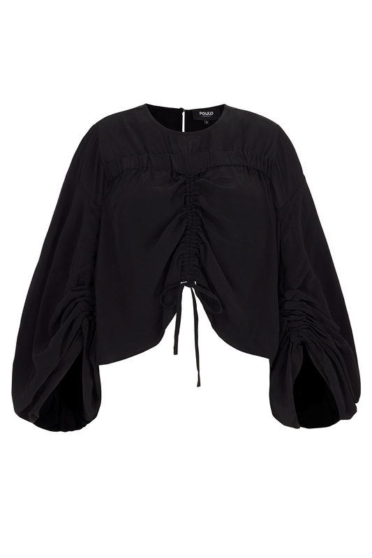 Gaia black top with drawstring detail