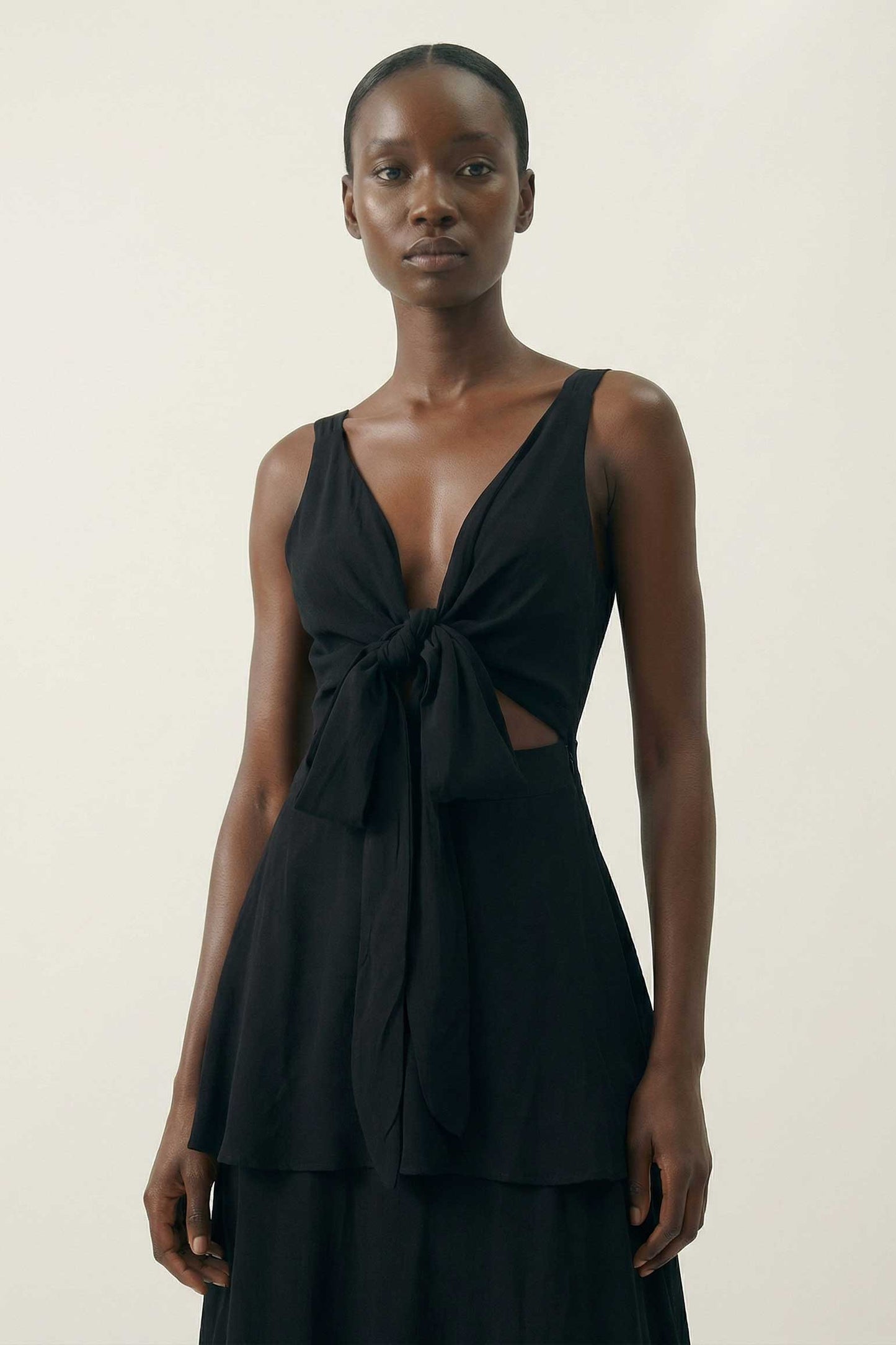 Sia black convertible tiered dress