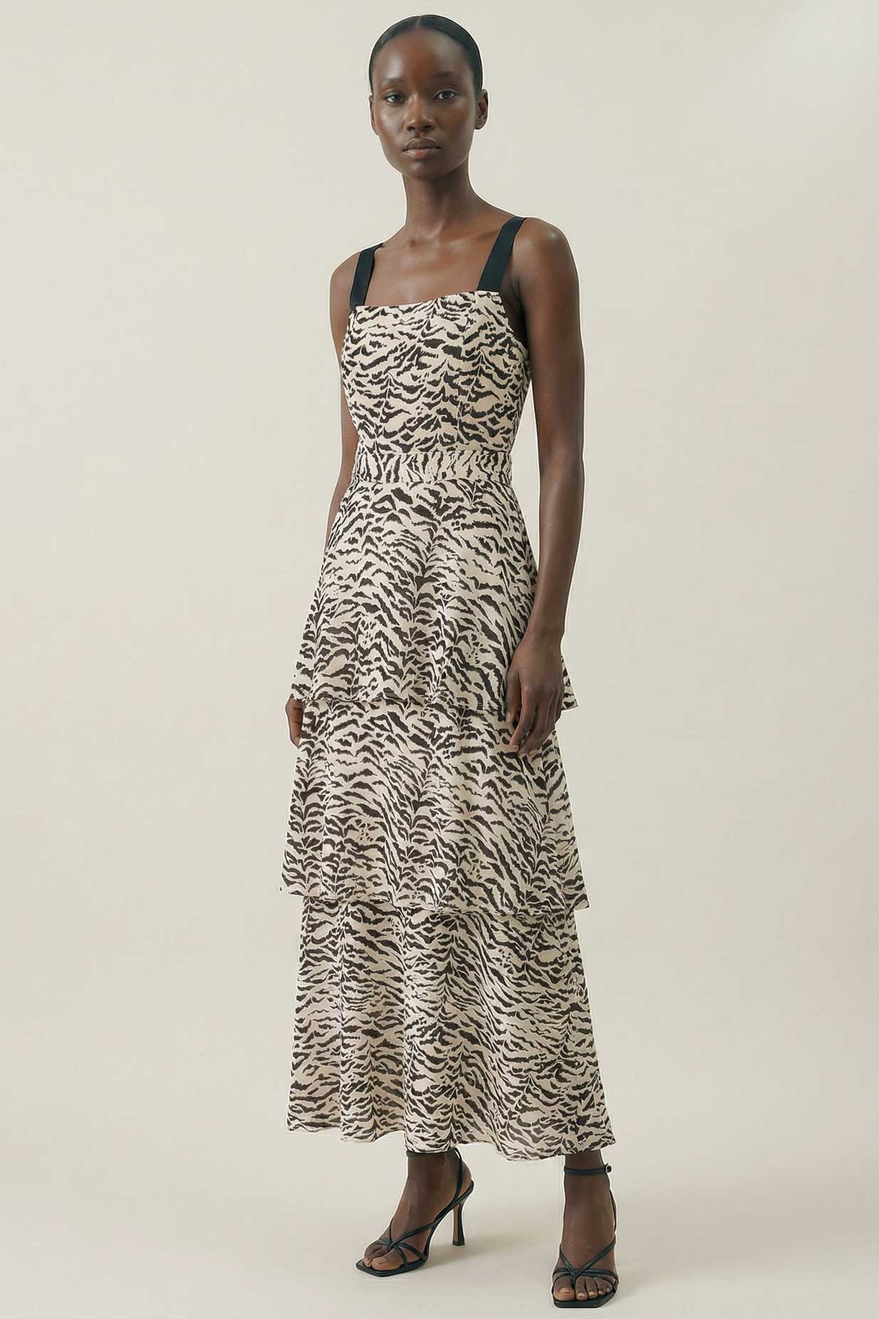 Sia zebra convertible tiered dress