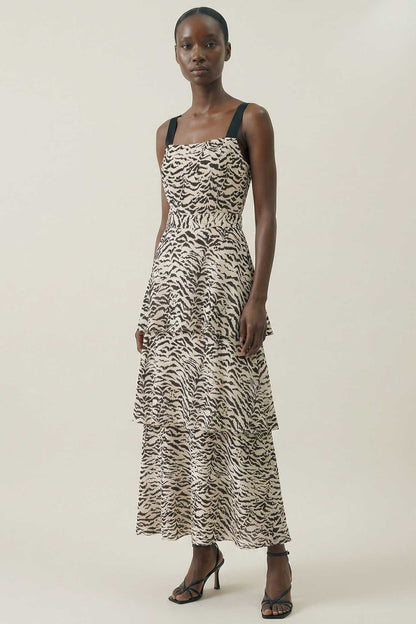 Sia zebra convertible tiered dress