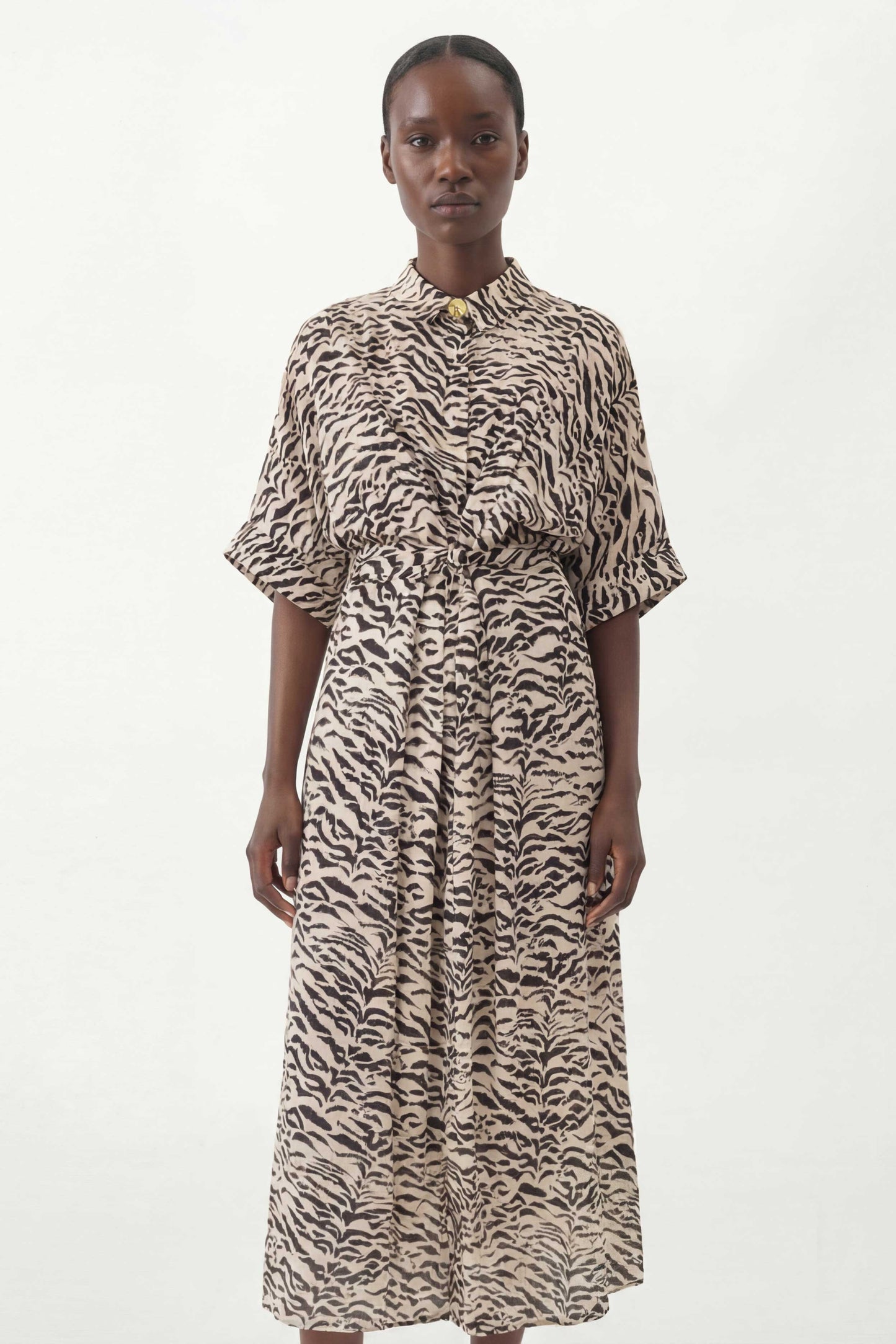 Kaya zebra collared kimono dress
