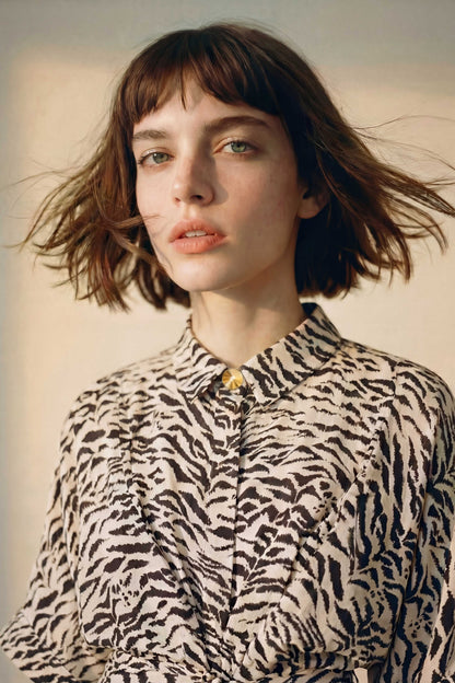 Kaya zebra collared kimono dress